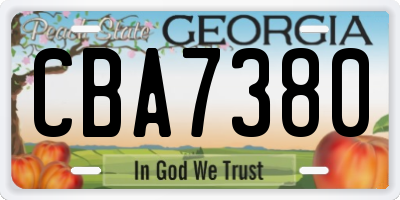 GA license plate CBA7380