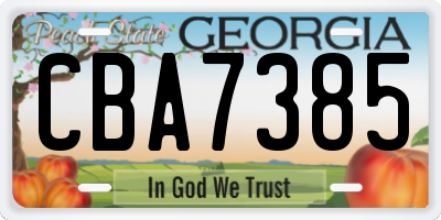 GA license plate CBA7385