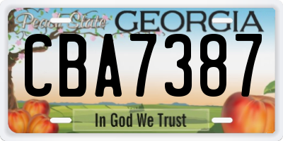 GA license plate CBA7387
