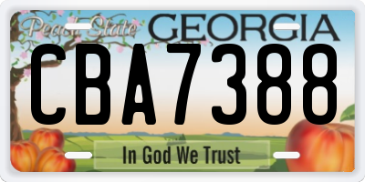 GA license plate CBA7388