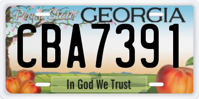 GA license plate CBA7391