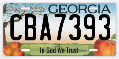 GA license plate CBA7393