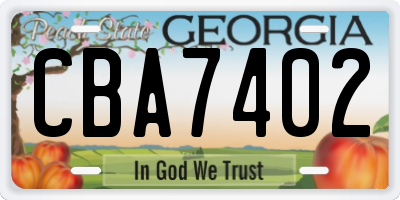 GA license plate CBA7402