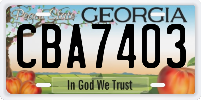 GA license plate CBA7403