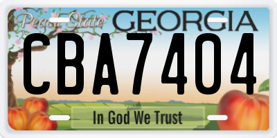 GA license plate CBA7404