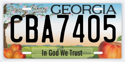 GA license plate CBA7405