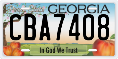 GA license plate CBA7408