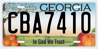GA license plate CBA7410