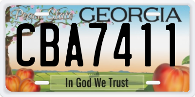 GA license plate CBA7411