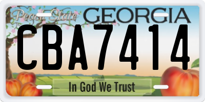 GA license plate CBA7414