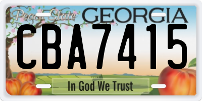 GA license plate CBA7415