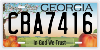 GA license plate CBA7416