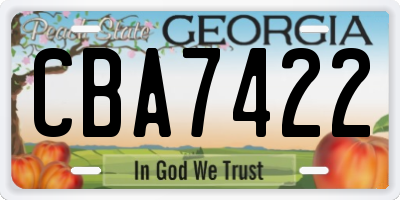 GA license plate CBA7422
