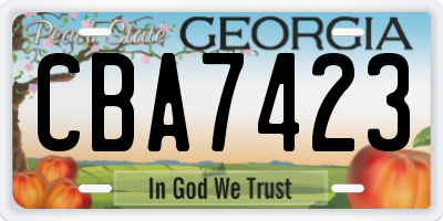 GA license plate CBA7423