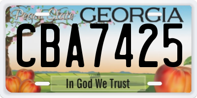 GA license plate CBA7425