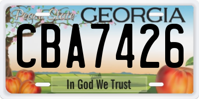 GA license plate CBA7426