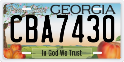 GA license plate CBA7430