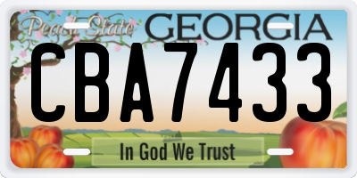 GA license plate CBA7433