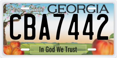 GA license plate CBA7442