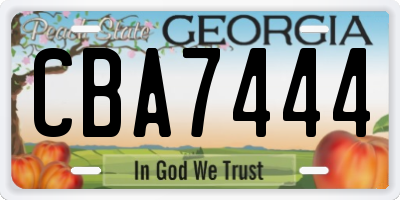 GA license plate CBA7444