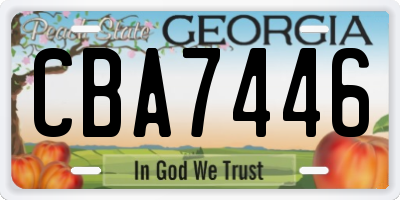 GA license plate CBA7446
