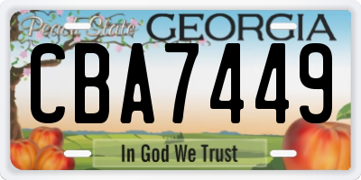GA license plate CBA7449