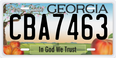 GA license plate CBA7463