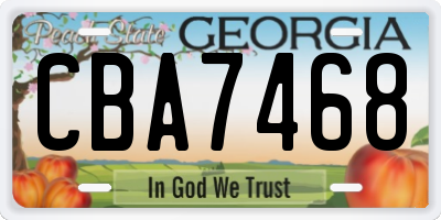 GA license plate CBA7468