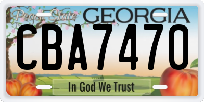 GA license plate CBA7470