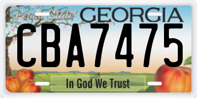 GA license plate CBA7475