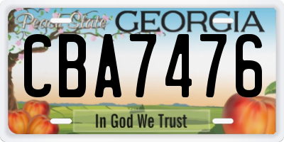 GA license plate CBA7476