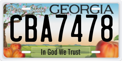 GA license plate CBA7478