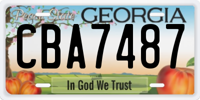 GA license plate CBA7487