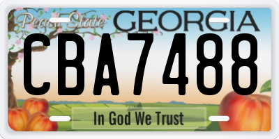 GA license plate CBA7488