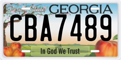 GA license plate CBA7489