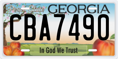 GA license plate CBA7490