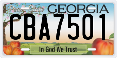 GA license plate CBA7501