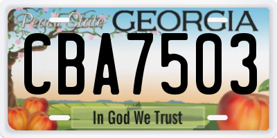 GA license plate CBA7503