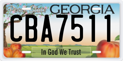 GA license plate CBA7511
