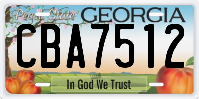 GA license plate CBA7512