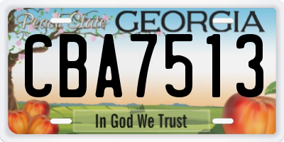 GA license plate CBA7513