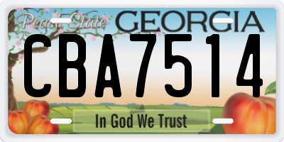 GA license plate CBA7514