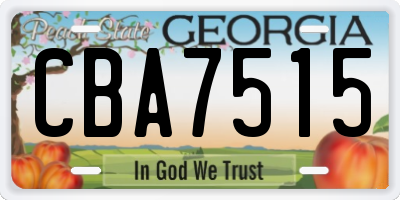 GA license plate CBA7515