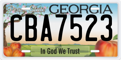 GA license plate CBA7523