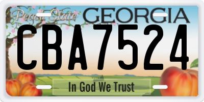 GA license plate CBA7524