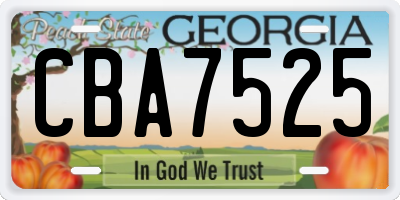 GA license plate CBA7525