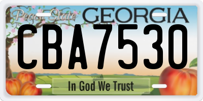GA license plate CBA7530