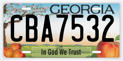 GA license plate CBA7532