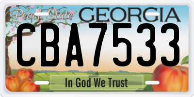 GA license plate CBA7533
