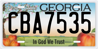 GA license plate CBA7535